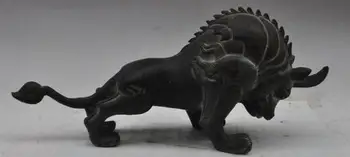 

S01981 13"old chinese fengshui bronze evil spirit Rhinoceros wild beast Monster statue