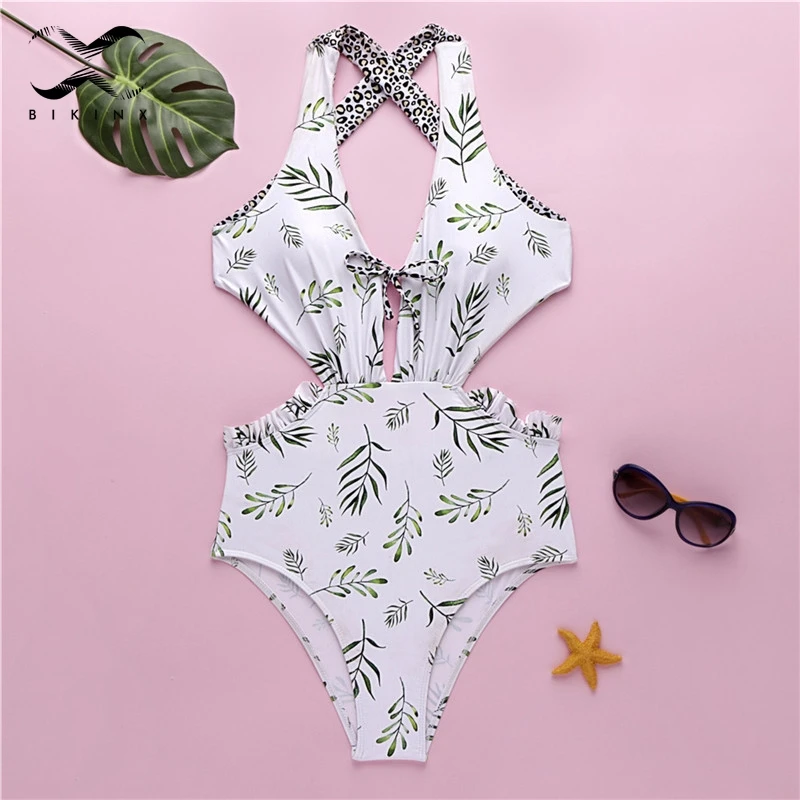 Bikinx леопардовое бикини с начесом 2019 Монокини сексуальный купальник большого