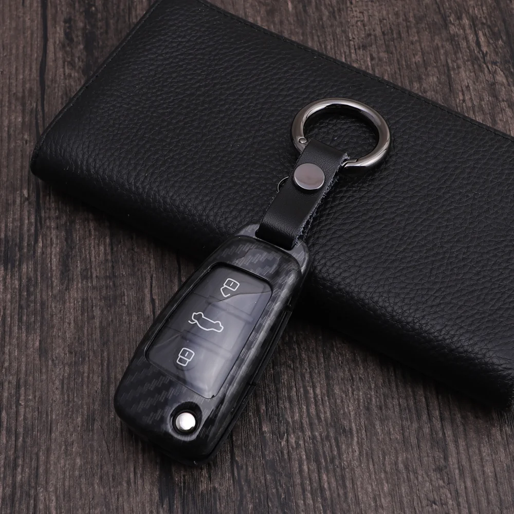 Carbon fiber car key fob cover case for Audi A1 A2 A3 A4 A5 A6 A7 TT Q3