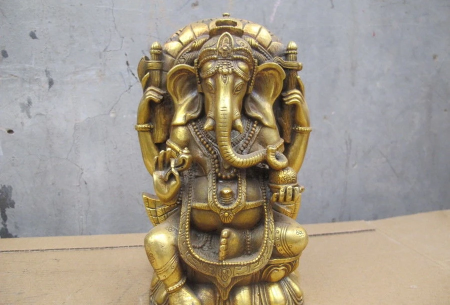 

Tibet buddhism Joss Bronze Gilt Ganapati Ganesh Ganesha Elephant Buddha Statue a 0518