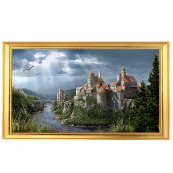 

Golden Panno,Needlework,Embroidery,DIY Landscape Painting,Cross stitch,kits,14ct Castle home Cross-stitch,Sets For Embroidery