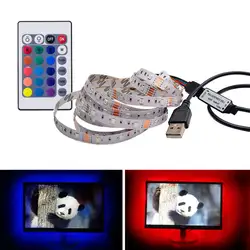 2 шт./лот USB Светодиодные ленты свет DC 5 V 2835 SMD USB 1 м 2 м 3 м 4 кабель 5 м Мощность ТВ освещения RGB светодиодный свет лампы гибкие ленты