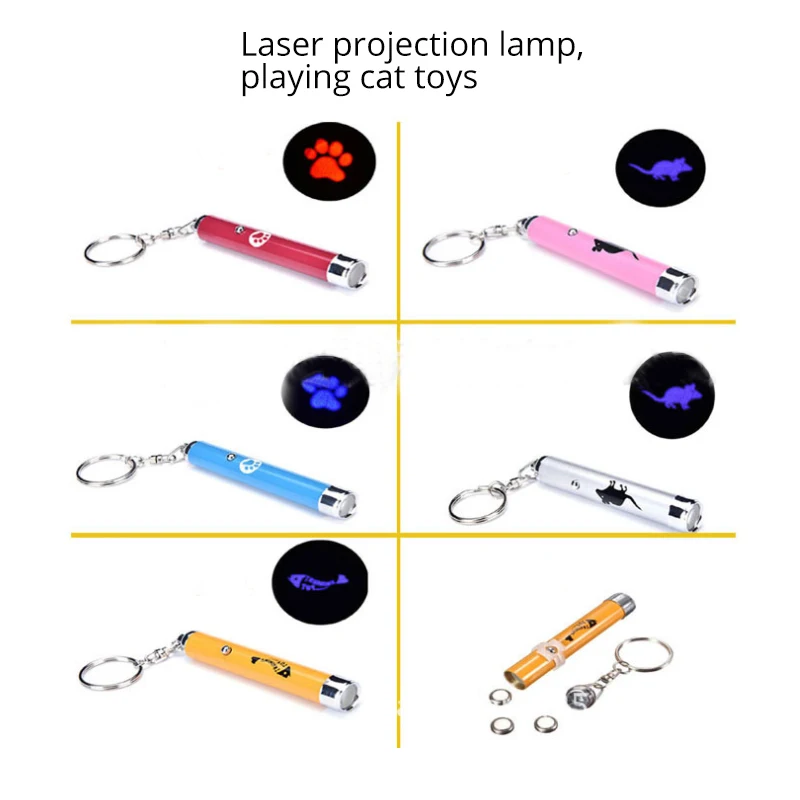 Портативный креативный и забавный для домашнего котика игрушки светодиодный лазерный проектор ручка с яркой мультипликационная мышь тени