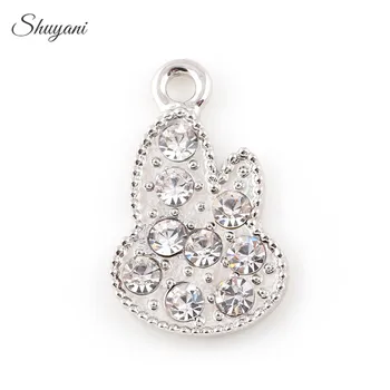 

20PCS New Alloy Metal Rabbit Charm Fashion Crystal Animal Charms Pendant Jewelry Findings DIY Handmade Craft 22*13mm