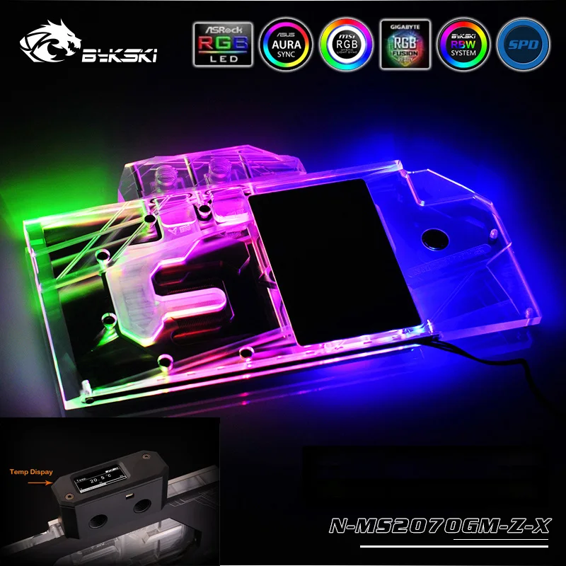 

Bykski N-MS2070GM-Z-XVGA Full Cover Water Cooling Block with RGB Light for MSI GeForce RTX 2070 Armo 8G or Gaming Z 8G
