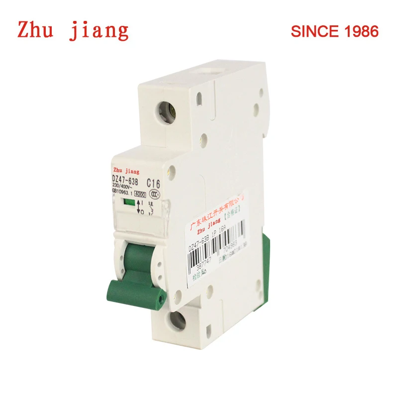 

air circuit breaker mini rail mounting DZ47-63B 1P MCB 4Ka