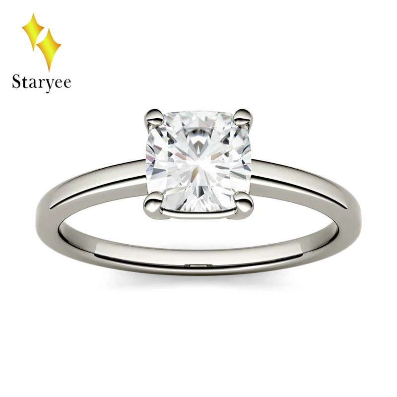 

Certified VS DEF 1.1CT 6mm Cushion Lab Diamond Moissanite Engagement Ring Wedding Band Women 14K 585 White Gold Jewelry