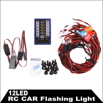 

12LED RC Car Flashing Light 4Color For 1:10 RC Car Bicycle Motor Model Repair Lights Yokomo Tamiya HSP HPI AXIAL RC4WD Cars
