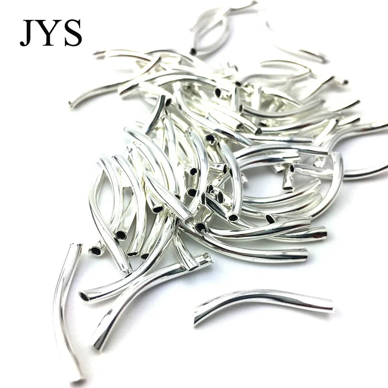 

FREE SHIPPING2MM*20MM 100PCS/LOT SILVER CURVED TUBE BEADS DOREENBEADS FOR JEWELRY MAKING