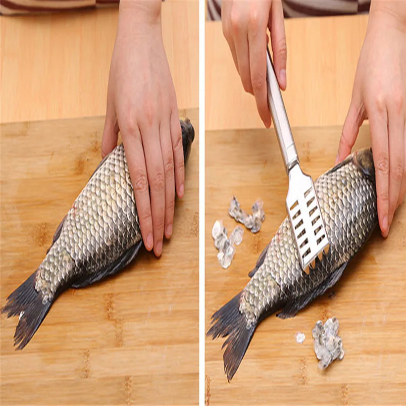 Practical Stainless Steel Fish Scale Remover Cleaner Scaler Scraper Kitchen Peeler Tool Seafood Tools new arrival #4n29 (3)