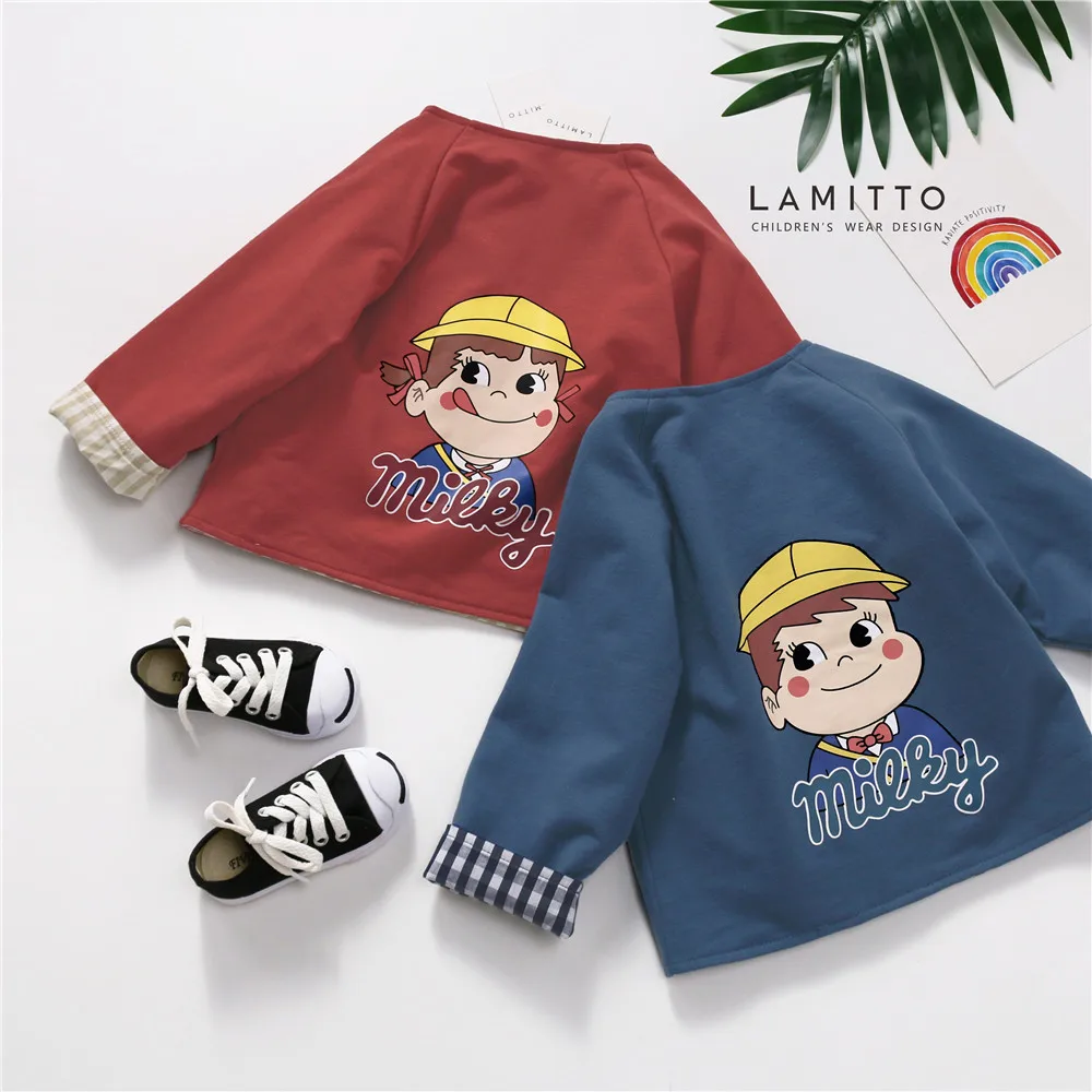 Tonytaobaby новая осенняя одежда для мальчиков и девочек модная куртка с мультяшным