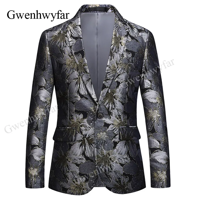 Gwenhwyfar Gold Embroidery Floral Pattern Blazer Men High Quality ...