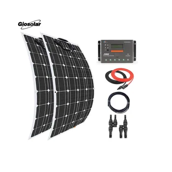 

Solar Panel 200W (2 x 100W) Flexible solar panel kit battery charger monocrystalline PWM 30A LCD EP Solar Controller