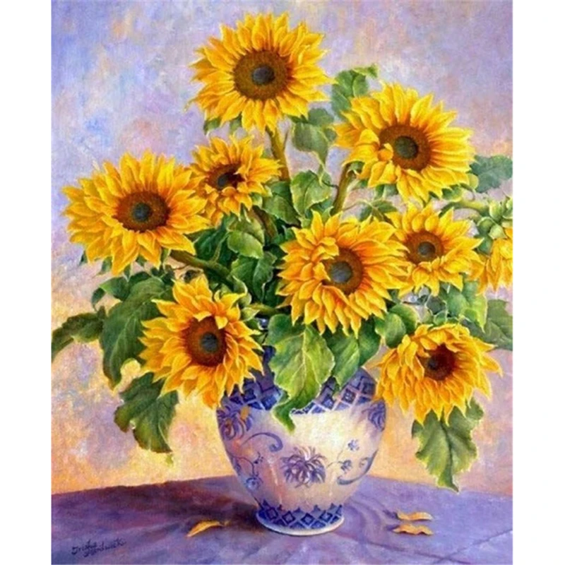 Diy-diamond-painting-Cross-stitch-kit-Sunflower-30-40cm-Handicraft-and-art-Needlework-3d-square-drill