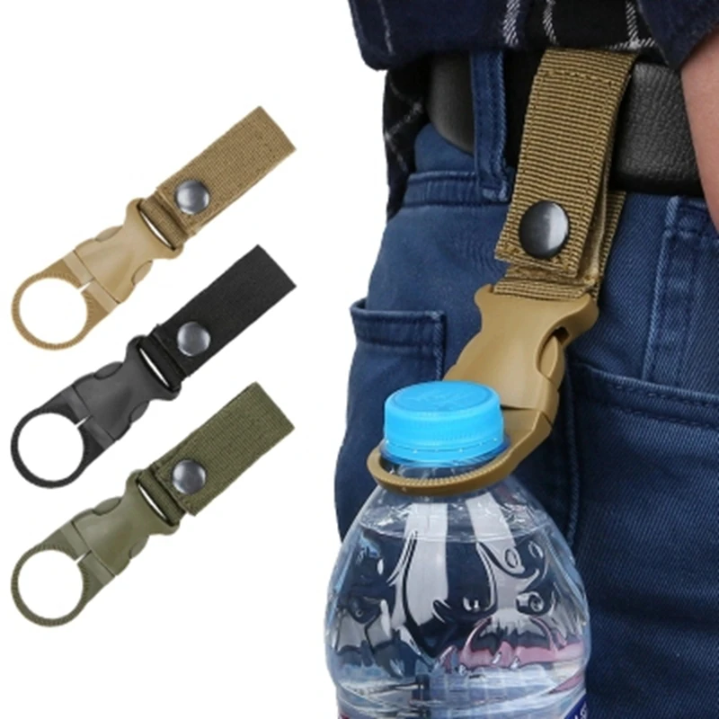 EDC Molle Tactical Nylon Webbing Buckle Hook Water Bottle Holder Clip Carabiner