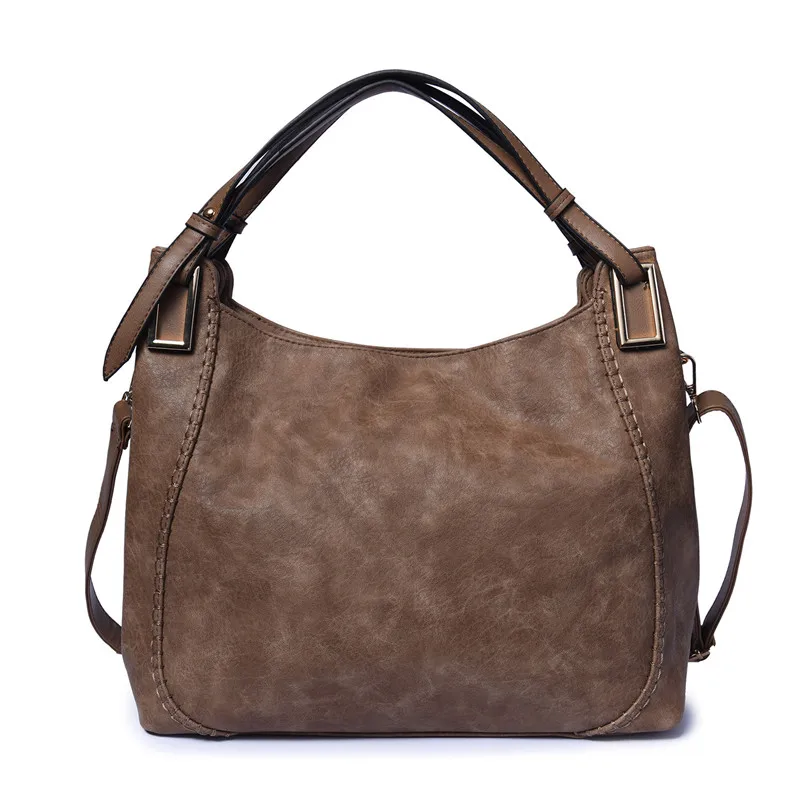 

Big Women Bag Hobo Handbag Soft Leather Large Tote Bag Solid Color Female Simple Shoulder Bags Black Color Office Lady Handbags