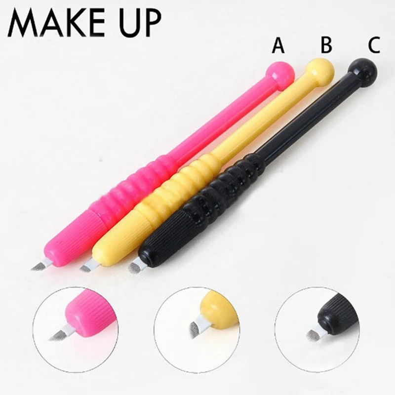 Caneta com Lâmina Rosa Descartáveis Microblading Agulha 12 9 Pin - 18u Microlading Manual Caneta Microblade Ferramenta Pcs 10 13 High Quality Beleza e saúde