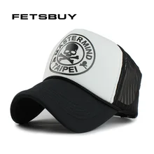 FETSBUY, повседневная, унисекс, с черепом, сетчатая бейсболка, летняя, кепка, Snapback, Gorras Planas, бейсболка, мужские, облегающие шапки, кепка s