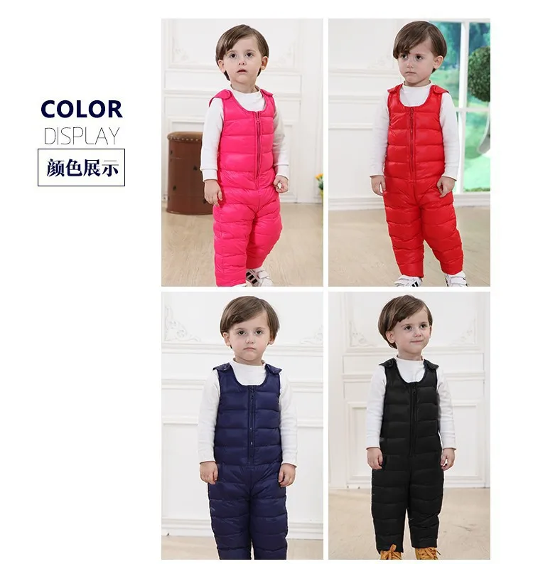 Children's Down Trousers Duck Down Boys Snowsuit Fur Baby Romper Jumpsuit Winter Overalls Thick Overalls Newborns Clothes