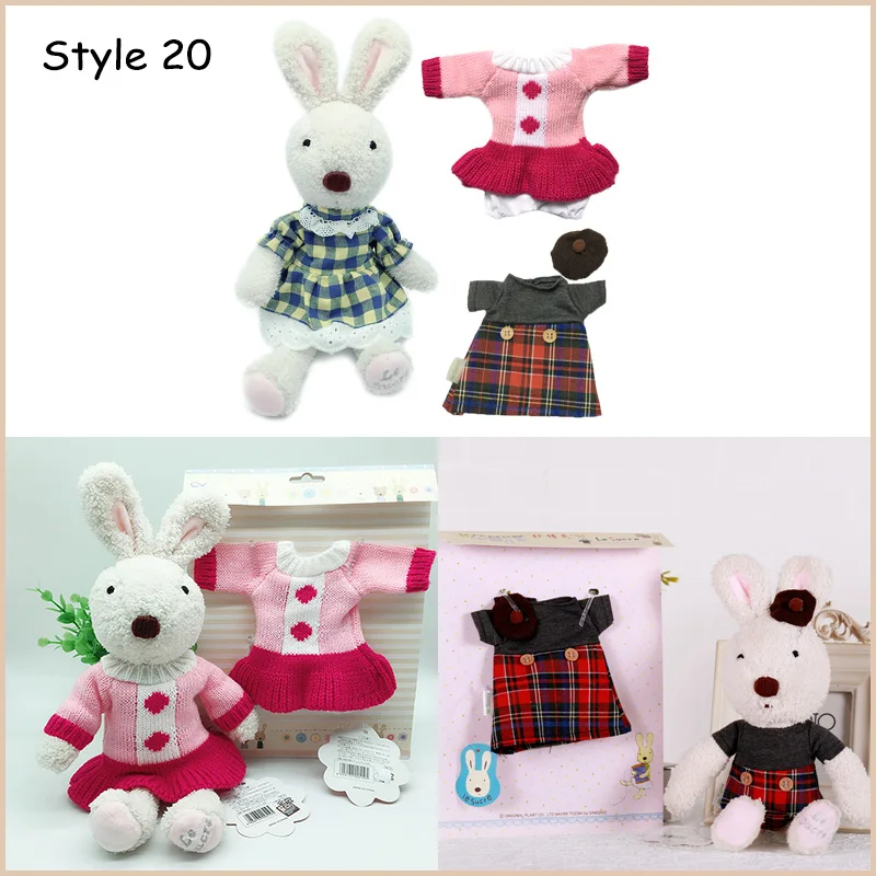 Coelho de Pelúcia Bonecas com Roupas Bicho de Pelúcia Macios para Crianças Presentes para o para o Ano Kawaii Coelho Mudança Brinquedos Meninas Crianças Brinquedos Ano Novo 21 Animais de pelúcia