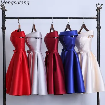 

Robe de soiree 2019 Short reflective dress Evening Dress Boat Neck Party Ball Gown vestido de festa vestito da sera prom dresses