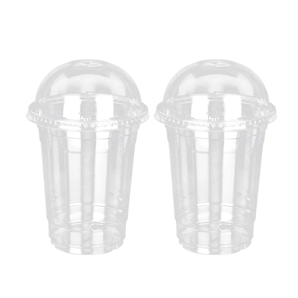 

20/50pcs Disposable Transparent Plastic Cup Juice Cups Cold Drinks Takeaway Packaging Drinking Cup with Dome Lid