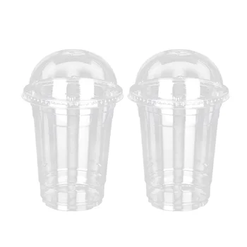 

20/50pcs Disposable Transparent Plastic Cup Juice Cups Cold Drinks Takeaway Packaging Drinking Cup with Dome Lid