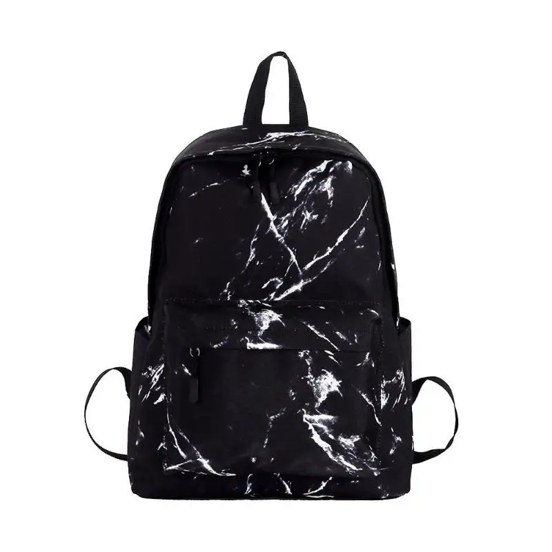Модный подростковый рюкзак для мальчиков и девочек, рюкзак с принтом мрамора и камня, рюкзак, школьный рюкзак через плечо, Mochila Feminina - Цвет: Черный