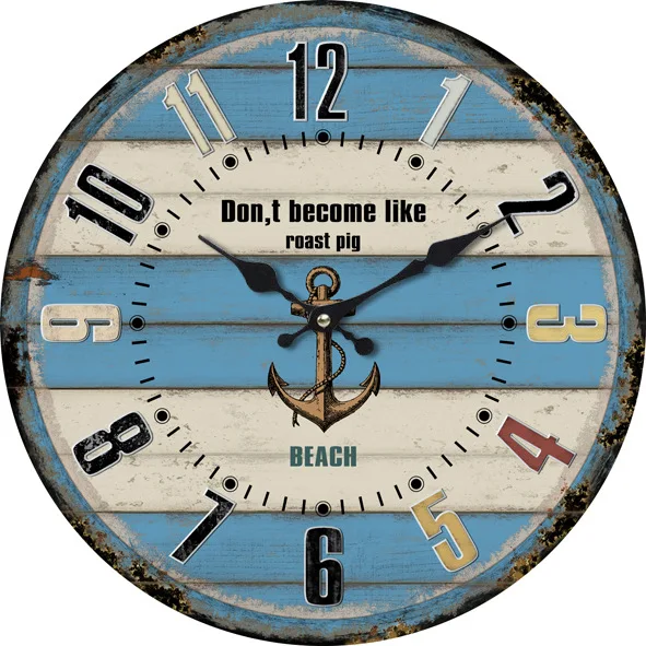 

2019 new decorative wall clock Creative retro wall clock Living room home office wooden crafts