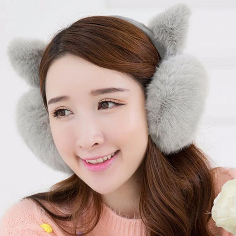 New Fashion Rabbit Winter Earmuffs For Women Warm Fur Earmuffs Winter Warm Ear Warmers Gifts For Girls Female Free Shipping