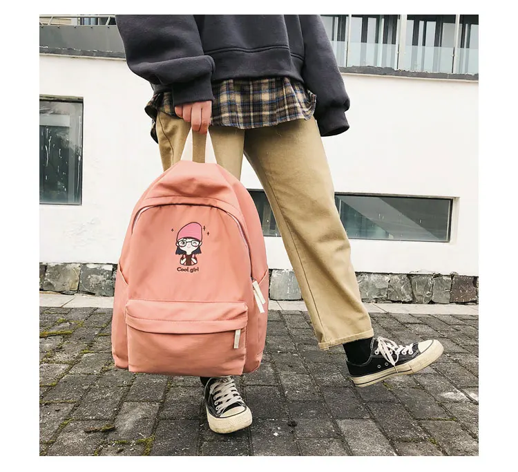 Janespri Cute School Bags for Teenage Girls Waterproof Nylon Embroidery Backpack Female Backpack Travel Bag School Mochilas New_24