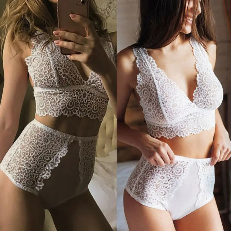 Plus Size Women Lace Bra Set Sexy Transparent Underwear Ladies Intimates Sexy Lingerie Female Erotic Sex Sets