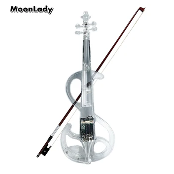 

High Quality With LED Colorful Violin Plastic Classic Crystal Electric Violin with Violin Case and Violin Bow Compact Structure