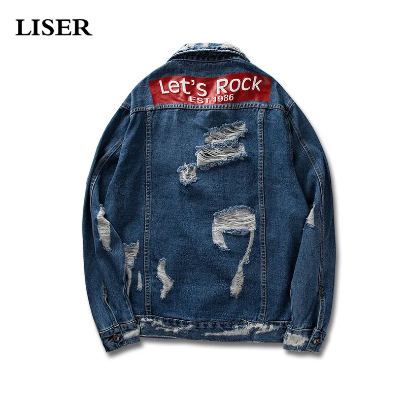 

LISER Denim Jacket Men Hip Hop Jacket Couple Print Oversize Loose Streetwear Harajuku Veste Homme Jean Jacket Women