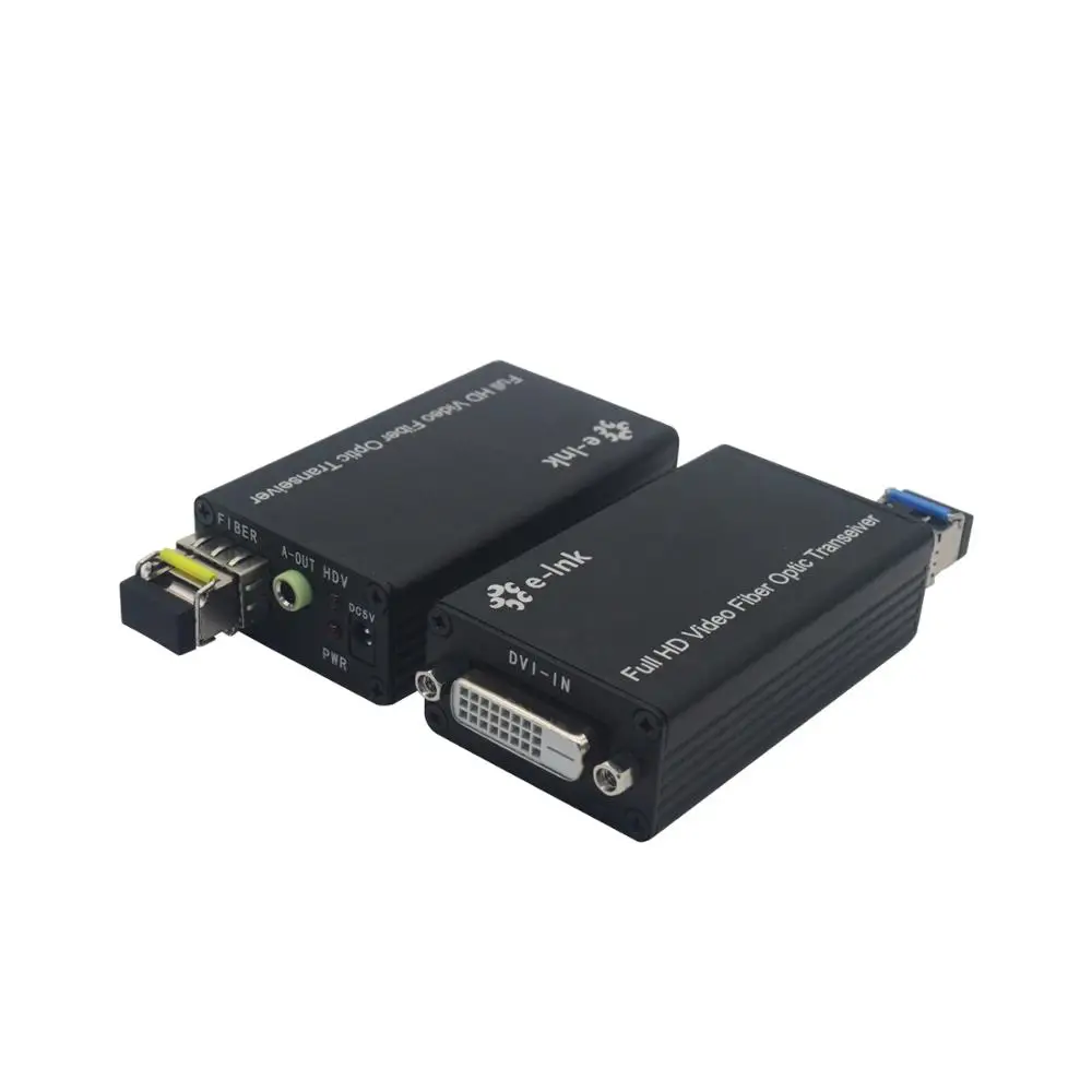 Mini 1080P DVI to Fiber Optic Converter Single Mode with External Stereo Audio 1