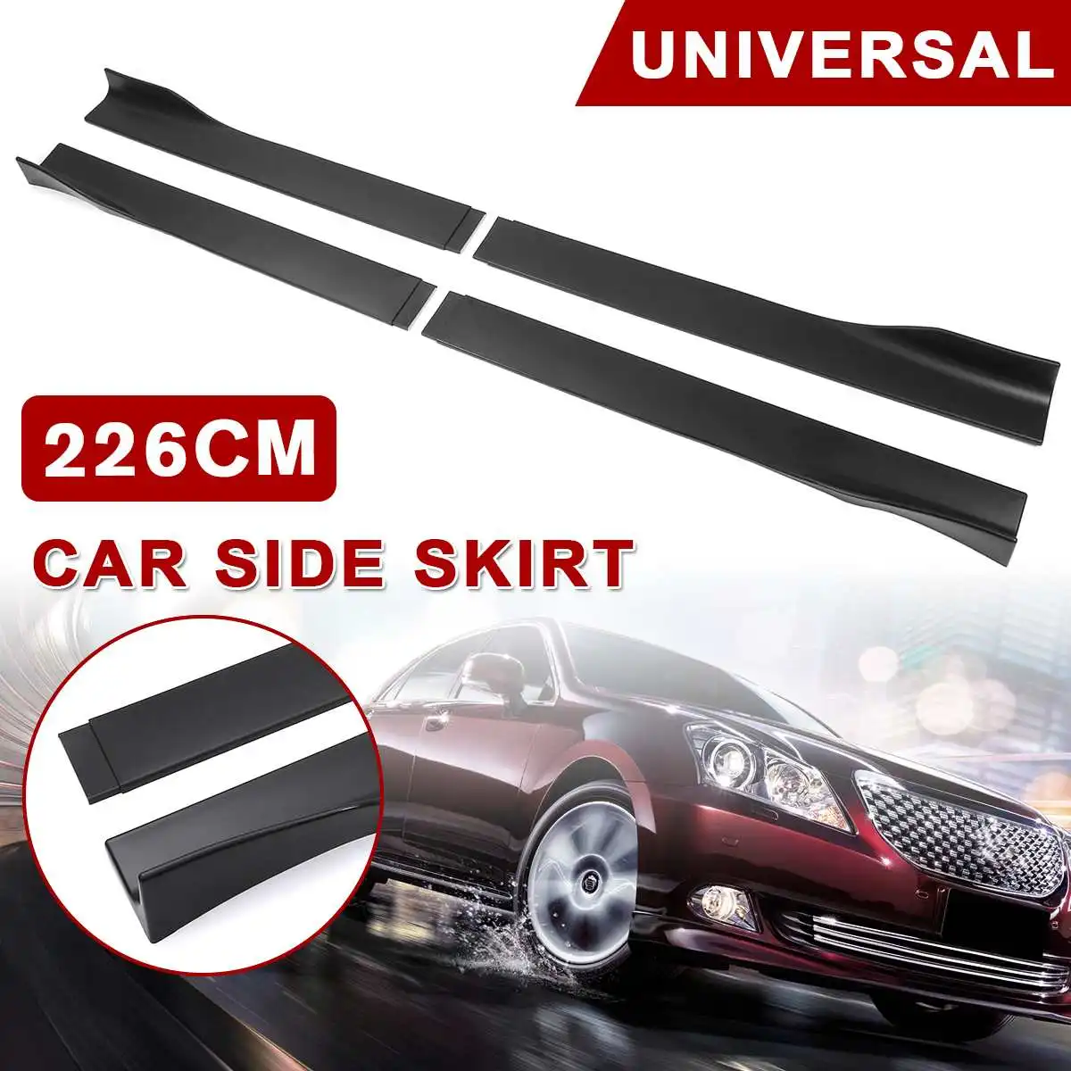 

NEW 1Set Universal Car Side Skirt Rocker Side with Screws Wings Bumper Matte Black Look Car Body Side Skirts for Car Sedan