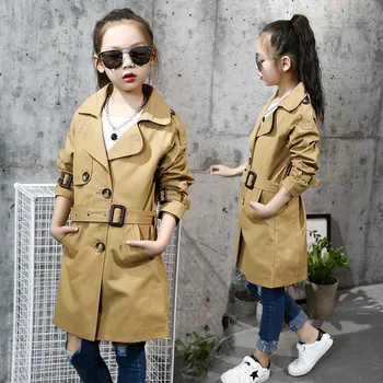 

girls trench coats double breasted jackets for girls clothing kids windbreaker spring autumn outerwear 4 6 8 10 12 Years