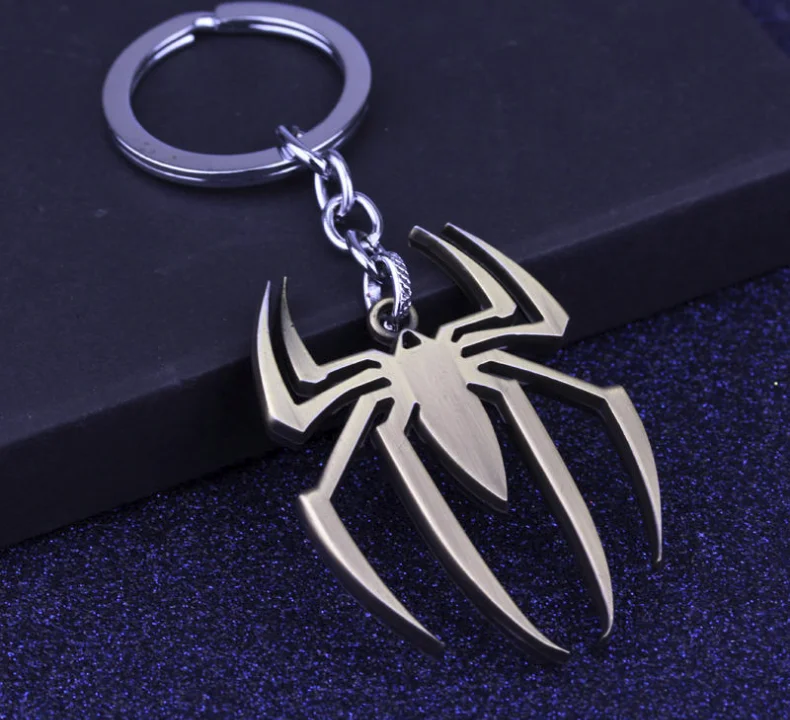 New Spiderman Keychain Classic Superhero Logo Keyring Fashion Metal Car