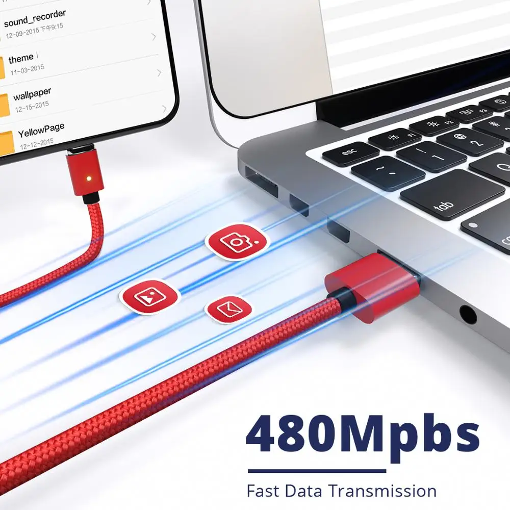 ANMONE Магнитный кабель Micro usb type C кабель 1 м 2 м нейлоновый плетеный провод для быстрой зарядки быстрое зарядное устройство для телефона Магнитный зарядный шнур для передачи данных