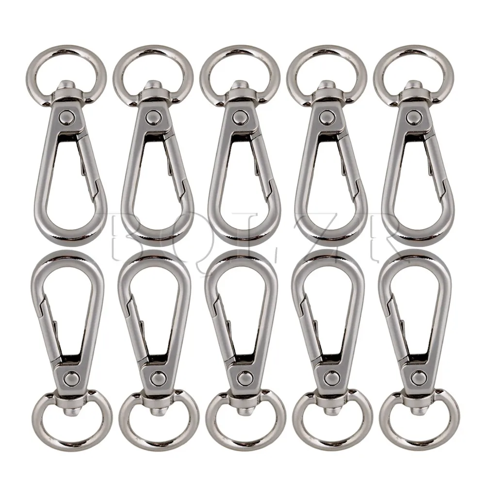 BQLZR 10pcs Silver Zinc Alloy Swivel Clip Snap Hook Lobster Claw Clasp