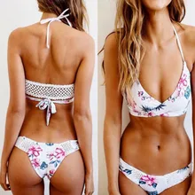 2017 New Sexy printed Bikinis Women Swimsuit Brazilian Bikini Set Bandage Beach Wear Bathing suit Push Up Swimwear