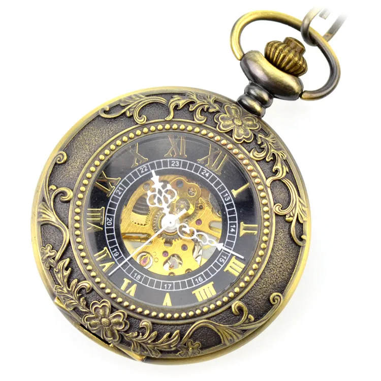 Мужские и женские механические часы скелетоны с подвеской лупой|pocket & fob watches|fob