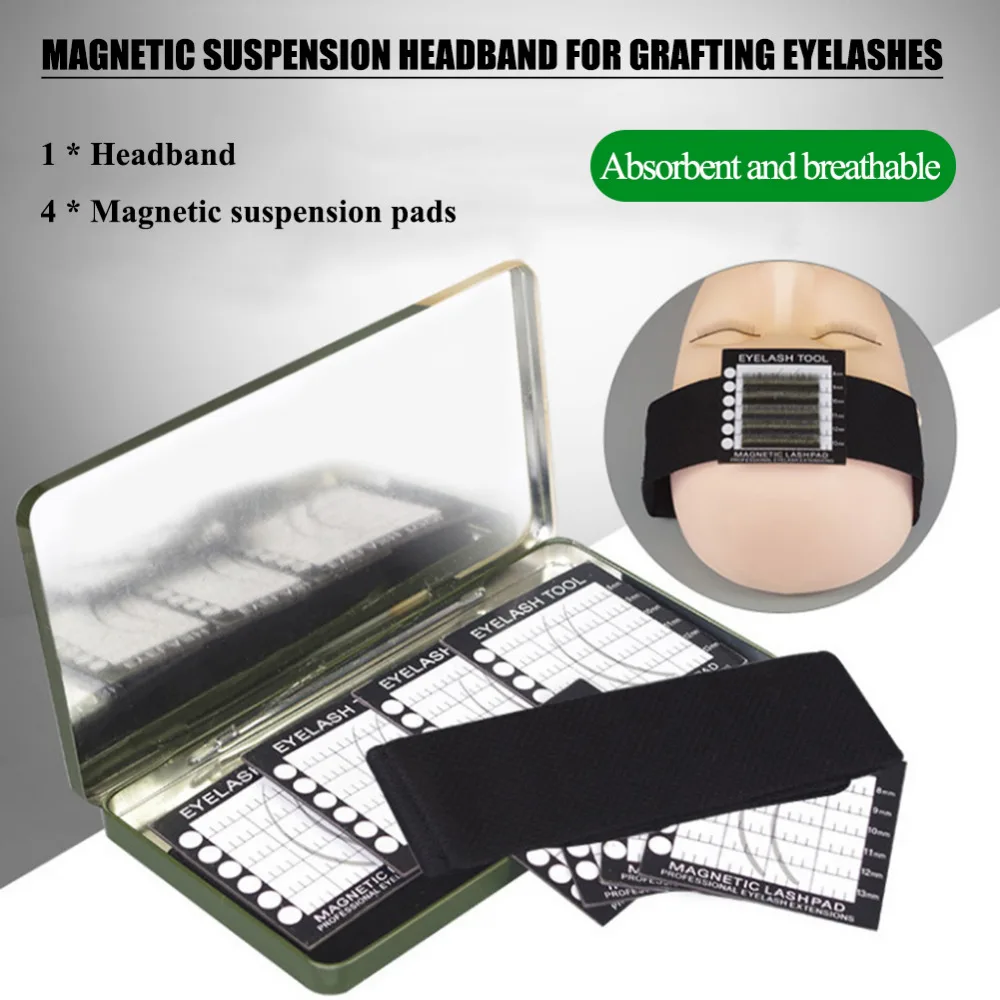 

Magnetic Eyelsahes Pad Magnetic Headband Headsacrf for Eyelash Extension with 4 Lash Pad Pallet Holder Eyes Beauty Make up Tool