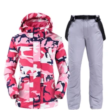 Лыжные куртки и штаны женский лыжный костюм комплекты для сноубординга очень теплая ветрозащитная Водонепроницаемая зимняя одежда для улицы