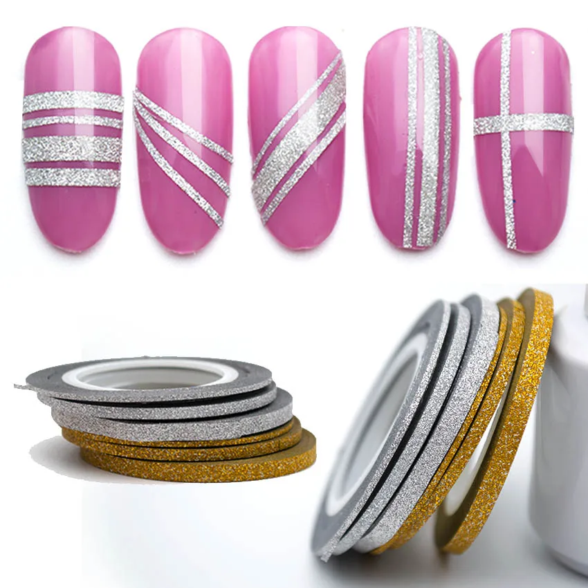 

1Rolls 1-3MM Nail Striping Tape Gold Silver Nail Art Sticker Adhesive Tape For Nail Manicure Nail Stickers Decoration ZJT3018