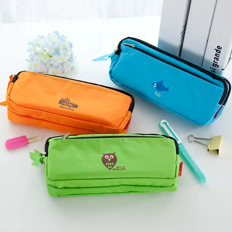 

Korean Big Zipper Pencil Bag Large Capacity Canvas Pencil Case School Pen Storage Box Stationery Material Escolar Supplies