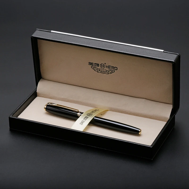 Перьевые ручки Hero, Аутентичные, 1179, 10 K, золотые, металлические, ультратонкие, 0,38 мм, для студентов, офиса, бизнеса, подарочная коробка