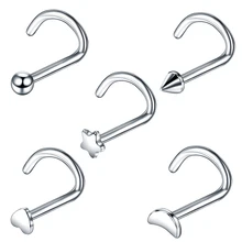 5 шт./лот сталь Сердце Звезда Луна Логотип Нос Винт кольца L форма Носовая кость Стад фиксатор держатель Nazir пирсинг ювелирные изделия для тела 20 г