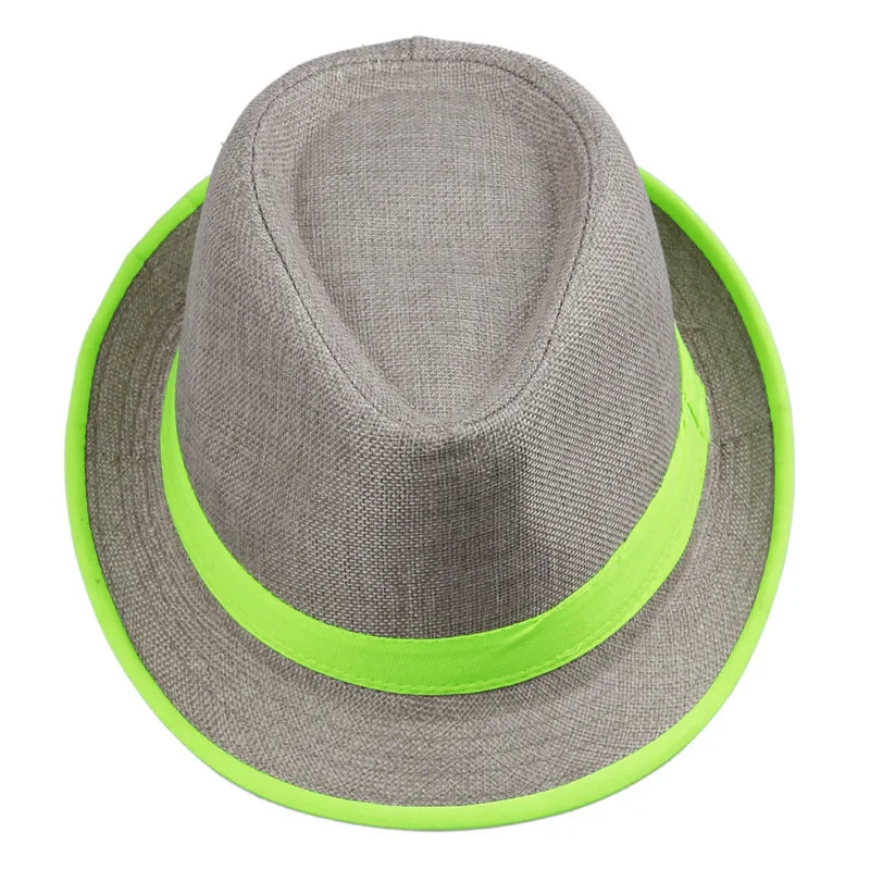 Новая льняная летняя шляпа мужская Панамы, федоры шляпа летняя пляжная кепка от Солнца мужская Гангстерская шляпа фетровая джазовая шляпа - Цвет: Light green