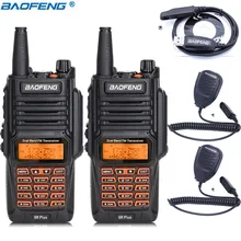 2 шт. Baofeng UV-9R Plus 8 Вт высокомощный Водонепроницаемый Пылезащитный портативный рация двухдиапазонный 10 км дальний радиоприемник+ 2Mic+ кабель